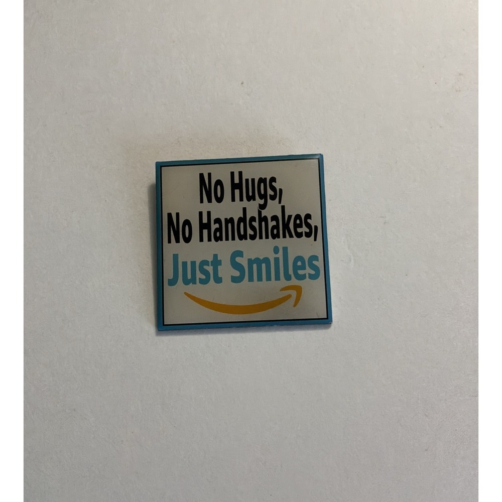 Amazon Smile Lapel Pin Hat Pinback Brooch No Hugs No Handshakes Just Smiles Swag